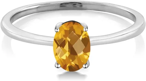 Vista 43 de Gem Stone King Anillo de compromiso solitario con piedra preciosa de oro blanco de 10 quilates, ovalado, 0.27 x 0.19 pulgadas, anillo de promesa