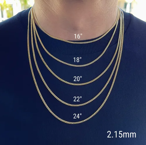 Vista 4 de JEWELHEART Cadena de eslabones cubanos Miami de oro de 14 quilates para hombre, 0.073 in, 0.085 in, 0.112 in, 0.152 in, 0.173 in, 0.211 in, cadena