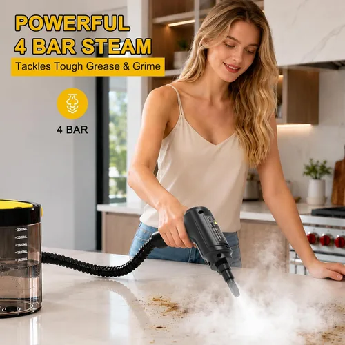 Vista 6 de Limpiador a vapor portátil, mango ajustable de 3 niveles, tanque de 2.2 L