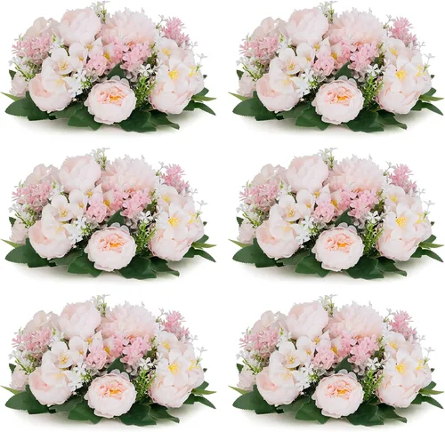 Vista 18 de Bolas de flores artificiales para centros de mesa: 2 piezas de rosas rojas para centros de mesa, arreglos florales, centro de mesa para bodas