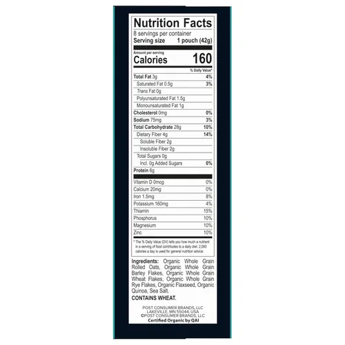 Vista 6 de Better Oats Bare Organic - Paquetes de cereales calientes multigrano, avena instantánea, textura gruesa y abundante, orgánico USDA, caja de 8 bolsas