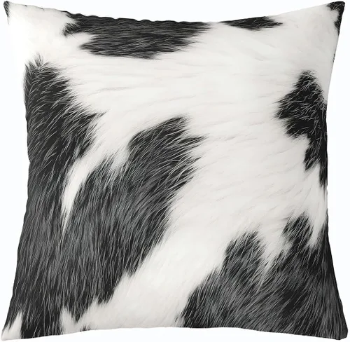 Vista 21 de Feelyou Funda de almohada de piel de vaca, funda de cojín rústica de retazos occidentales para decoración del hogar, sala de estar, funda de cojín
