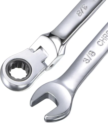 Vista 3 de uxcell Llave combinada de trinquete de cabeza flexible de 3/8 pulgadas SAE 72 dientes de 12 puntos de trinquete de caja de herramientas de llave