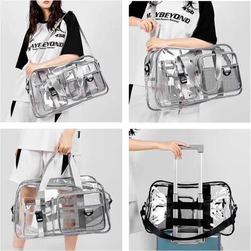 Vista 100 de Pequeña bolsa de gimnasio para mujer, bolsa de viaje con compartimento para zapatos