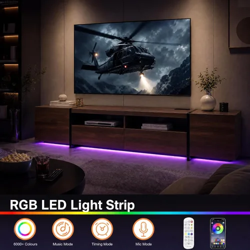 Vista 5 de Soporte de TV de 80 pulgadas para TV de 70, 75, 80 y 85 Nogal