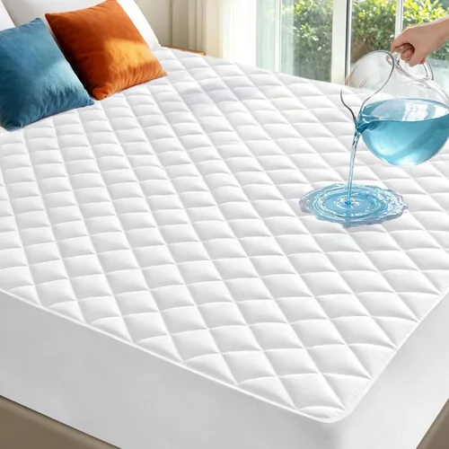 Vista 9 de Protector de colchón tamaño individual, impermeable, lavable, funda acolchada para colchón ajustable, protección de cama de plástico sin ruido