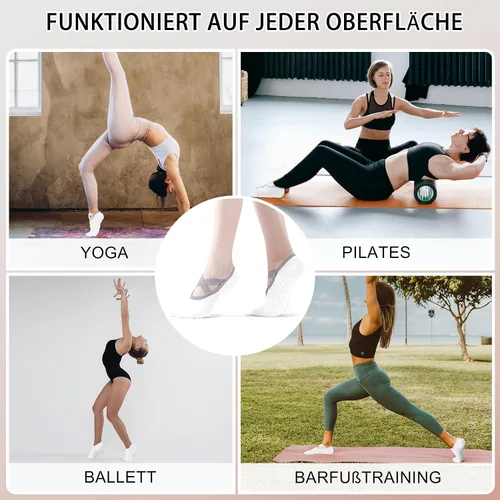 Vista 2 de Calcetines de yoga con agarre antideslizante para mujer, talla única, para fitness, deporte, danza de calcetines