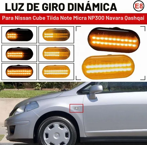 Vista 4 de 2 unids dinámicas LED luces de marcador lateral 12 V fluye luz de señal de giro montaje para Nissan Qashqai J10 Micra C Frontier D40 Navara Versa