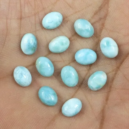 Vista 3 de Larimar natural Cabujón de larimar azul Piedras preciosas sueltas Fabricación de joyas