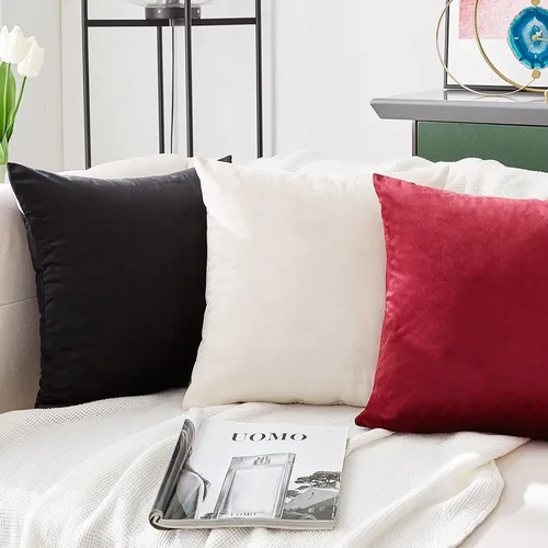 Vista 6 de Juego de 2 fundas de almohada decorativas de terciopelo suave y bohemio para sala de estar, dormitorio, sofá, sofá, 20 x 20 pulgadas, rosa