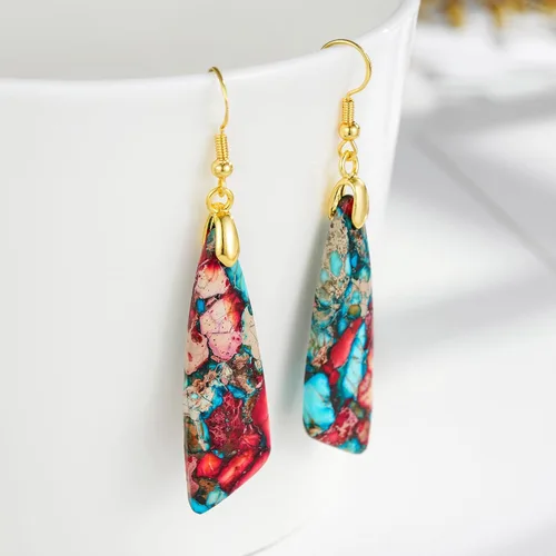 Vista 4 de Aretes de piedra natural para mujer, con piedras curativas, hipoalergénicas, ligeros, colgantes de múltiples estilos, joyería para regalo de fiesta