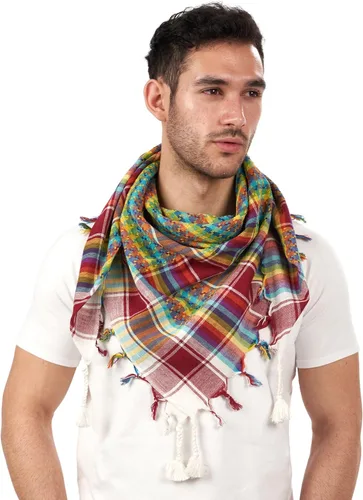 Vista 83 de LOVARZI Shemagh Cottons Arab Keffiyeh - Bufanda militar táctica para cabeza y cuello