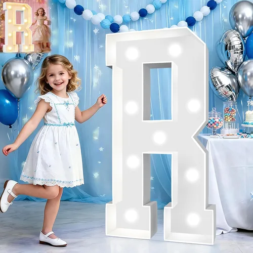 Vista 35 de Pooqla Letras de marquesina iluminadas de 3 pies, letras de marquesina con luz LED blanca fría y blanca cálida, letras de mosaico gigante para Letra