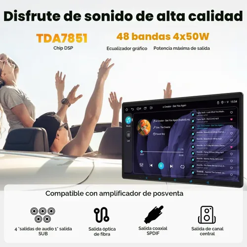 Vista 3 de Joying - Estéreo de auto de doble DIN de 15.1 pulgadas, radio de auto con Apple Carplay y Android Auto, unidad principal Android 13 de 8GB+128GB