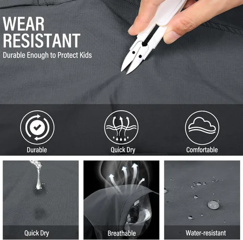 Vista 5 de Asfixiado Pantalones cargo para niños, casuales para exteriores, de secado rápido, impermeables, senderismo, escalada, convertibles