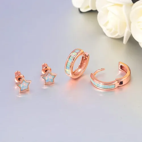 Vista 35 de CiNily Aretes Huggie de ópalo con bisagras, chapados en oro, hipoalergénicos, pequeños aretes de aro para mujeres, adolescentes, niñas, hombres