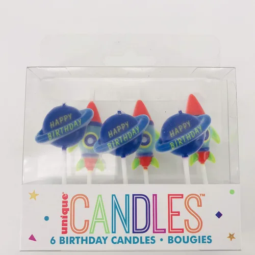 Vista 5 de Unique Velas de cumpleaños del espacio exterior del partido (6) pc
