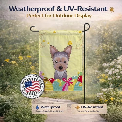 Vista 565 de Caroline's Treasures BB1923GF Bandera decorativa para jardín con diseño de Border Collie, para caza de huevos de Pascua, para jardín, jardín, patio