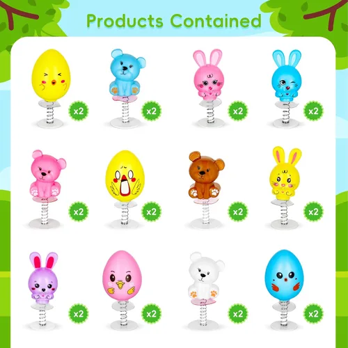 Vista 3 de MGparty 24 juguetes para saltar de Pascua, rellenos de cesta de Pascua, regalos de fiesta, suministros para calcetines, regalos para niños, niñas