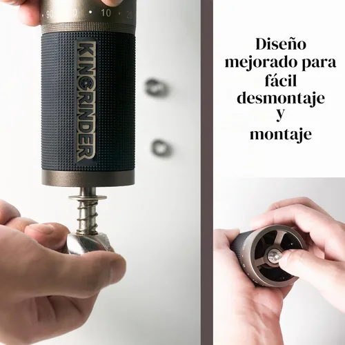 Vista 5 de Gris hierro: molinillo de café manual KINGrinder K7 con mango doblado