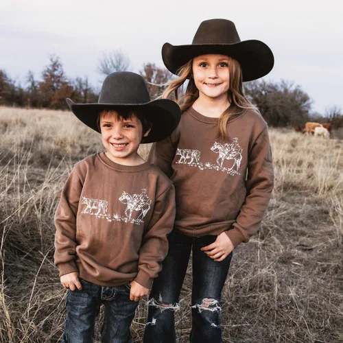Vista 2 de Lamuusaa Ropa occidental para bebé niña y niño, sudadera con cuello redondo y estampado de vaca, suéter de gran tamaño, ropa de otoño 6M-4T