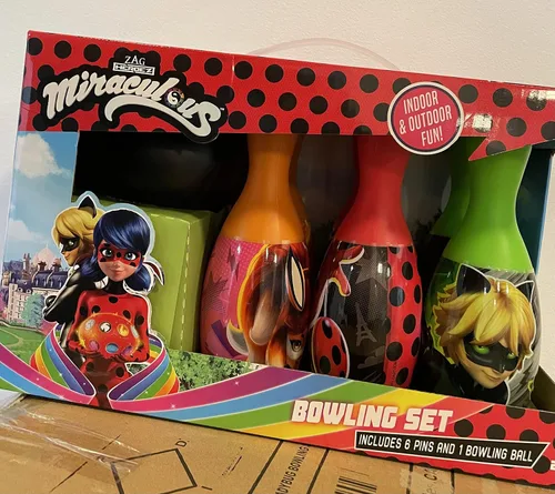 Vista 5 de What Kids Want Milagulous Ladybug Bowling Set – Juego de bolos de superhéroes para niños, divertido juego de bolos en interiores y exteriores