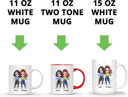 Vista 6 de Gossby Taza personalizada para madre y 1 hija, como madre como hija, regalos para madre, mejores tazas de café para madre, taza personalizada