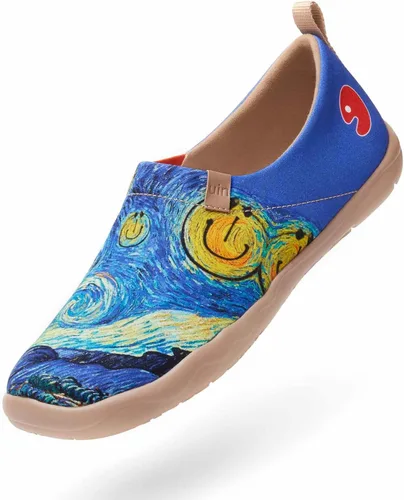 Vista 6 de UIN Zapatillas de lona para hombre, ligeras, planas, para caminar, informales, cómodas, pintadas, para viajes