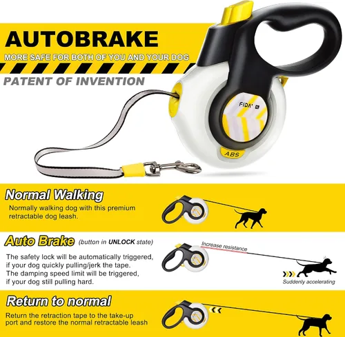 Vista 2 de FIDA AutoBrake - Correa retráctil para perro. Diseño patentado avanzado para controlar el tirón del perro, correa resistente de 16 pies sin tirón