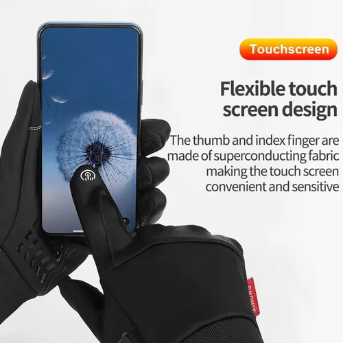 Vista 2 de Guantes de invierno con pantalla táctil para hombres y mujeres, para correr, ciclismo, conducción, guantes cálidos en clima frío para ciclismo