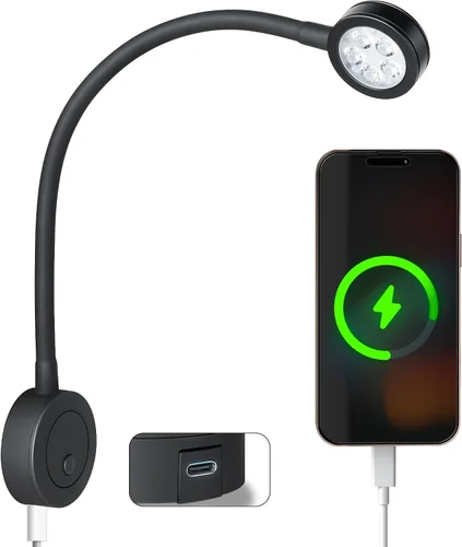 Vista 9 de acegoo Luz de Lectura LED de 12 V, lámpara de lectura de cabecera de barco RV, luz de cama de cuello flexible de 12 voltios para cámper van