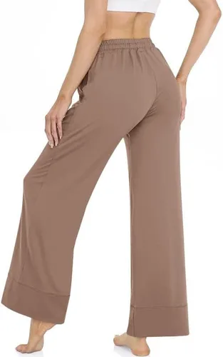 Vista 5 de TARSE Pantalones de yoga de pierna ancha para mujer, talla grande, pantalones palazzo, cintura alta, pantalones de pijama, pantalones casuales