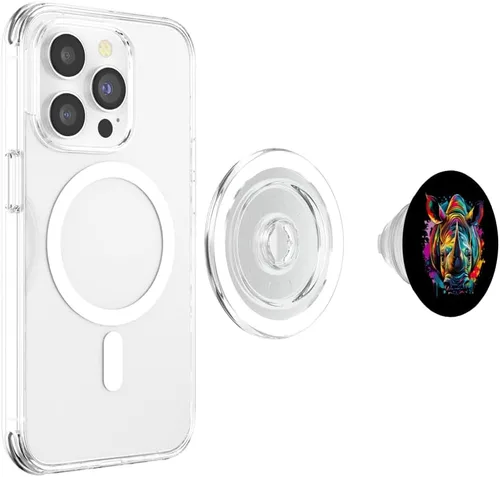 Vista 4 de PopSockets MagSafe PopGrip de Rhino para un amante del rinoceronte y fanáticos de rinoceronte para iPhone