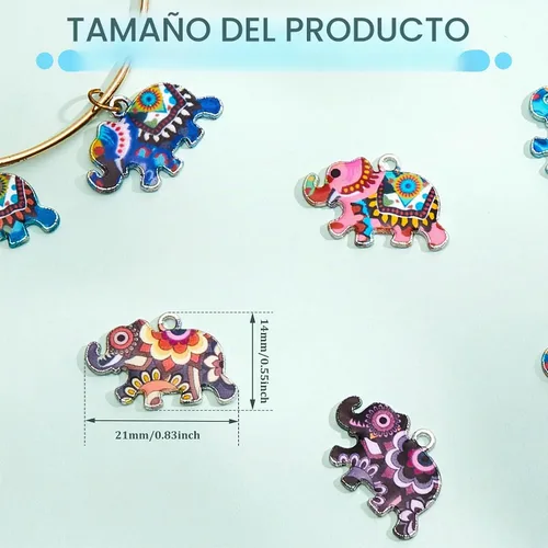 Vista 2 de Pulsera con dije de elefante, colgante y llavero para hacer joyas y aretes de bricolaje