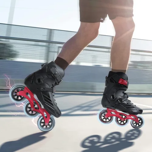 Vista 6 de Patines en línea, patines de 3 ruedas para hombres y mujeres, patines de carreras de velocidad en línea de alto rendimiento para adultos y unisex