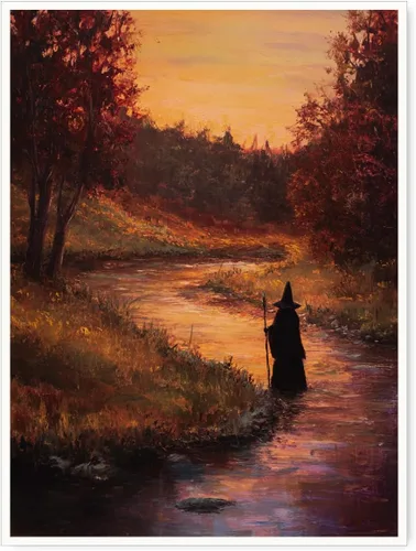 Vista 11 de Bonito arte de lectura de fantasmas, póster de pared de bosque de Halloween con hongos y plantas, impresión de lectura de fantasmas caprichosa