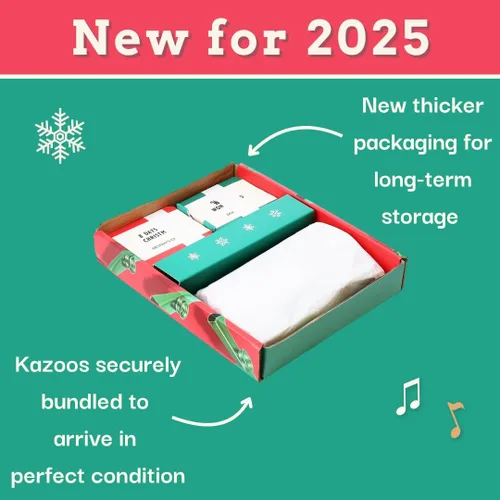 Vista 5 de Kazoo That Festive Tune Juego navideño para la familia No se requiere talento musical Incluye 4 kazoos y 100 canciones festivas