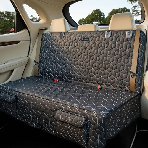 Vista 12 de Meginc - Funda de asiento de automóvil para perro, impermeable, antideslizante, protector de banco para perros, duradera 600D a prueba de arañazos