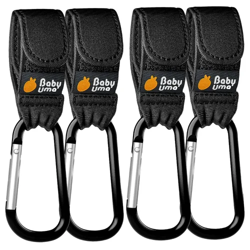Vista 12 de Baby Uma Ganchos de cochecito para bolsas (paquete de 2) – Clips y ganchos universales para cochecito, antideslizantes con apertura con una sola