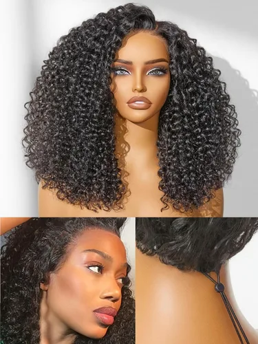 Vista 22 de LUVME HAIR Pelucas de cabello humano rizado sin pegamento de 6 pulgadas, precortadas, indetectable, HD, encaje Bob, peluca corta y rizada con ondas