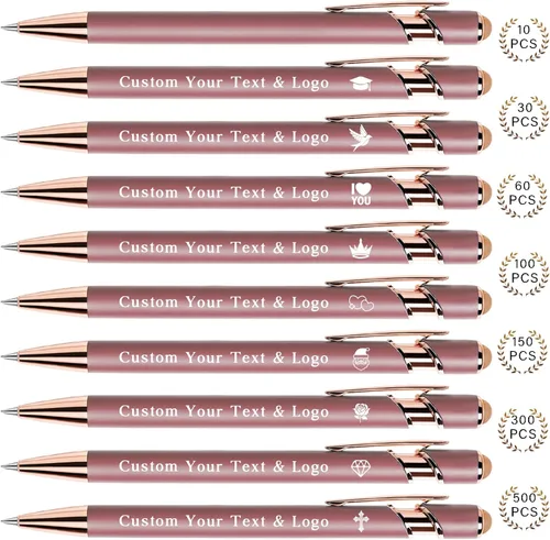 Vista 21 de Bolígrafos personalizados a granel, bolígrafos personalizados con nombre/logotipo en ambos lados, regalo de tinta negra, bolígrafo grabado con lápiz