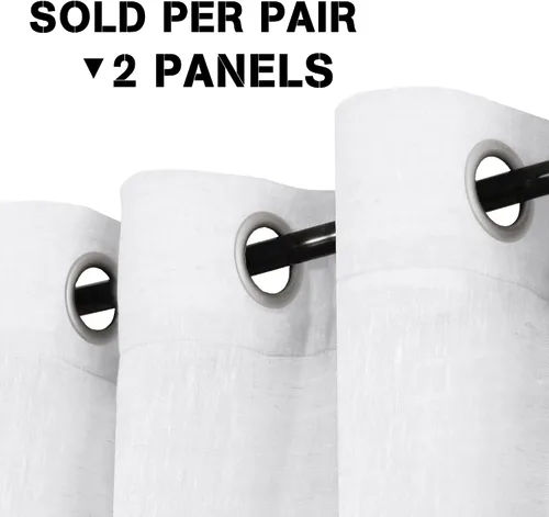 Vista 5 de H.VERSAILTEX Cortinas de lino texturizadas 100% opacas con aislamiento térmico (marfil, 2 paneles, 52 x 84 pulgadas) paquete de cortinas