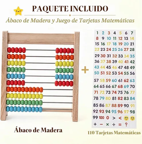 Vista 6 de Ábaco de madera para niños, marco de conteo Montessori de 100 cuentas para matemáticas