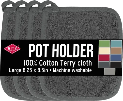 Vista 23 de RITZ Guante de olla y protector térmico de rizo: Resistente al calor sin igual, duradero 100% algodón – Diseñado ergonómicamente para un agarre