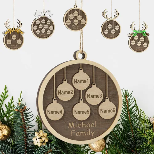 Vista 54 de Adornos de Navidad personalizados familiares de 1, 2, 3, 4, 5, 6, 7, 8, 9, 10, adornos de madera personalizados, decoraciones de Navidad, regalos
