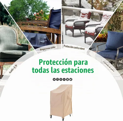Vista 8 de F&J Outdoors Funda impermeable resistente a los rayos UV, respaldo alto, 4 sillas apilables, 27 pulgadas de ancho x 34 pulgadas de profundidad x 41