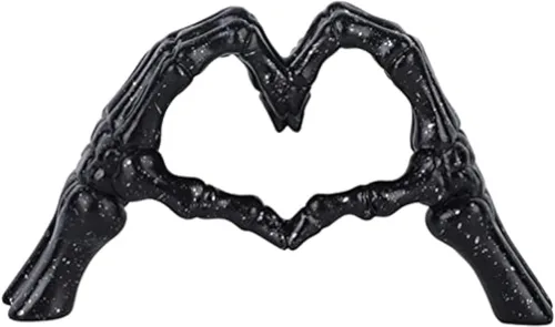 Vista 2 de RCFINE Estatuas de escritorio con forma de corazón, escultura de gesto de dedo, decoración de esqueleto, decoración de mano, corazón, estatuas