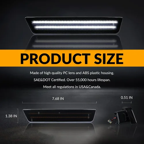 Vista 7 de Luces LED de Marcador Lateral Traseras Blancas Reflectores de Lámpara de Parachoques para Dodge Challenger 2008-14 y Charger 2011-14, 2 Piezas