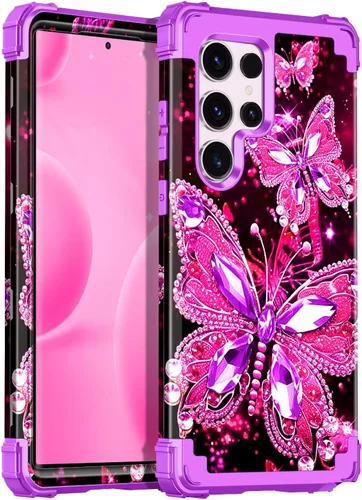 Vista 19 de Miqala Funda para Galaxy S23 FE 5G, brilla en la oscuridad, tres capas, resistente, a prueba de golpes, protección de cuerpo completo, parachoques