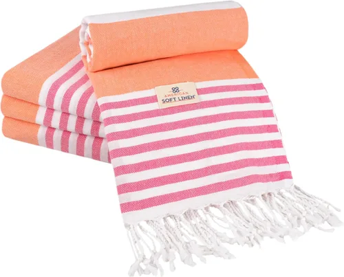 Vista 21 de American Soft Linen Toallas de playa peshtemal turcas 100% algodón, tamaño 35 x 60 pulgadas, paquete de 4 toallas de natación para toallas de playa
